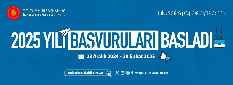 Ulusal Staj Programı 2025 Yılı Staj Başvuruları